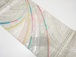 アンティーク　流水に花模様織り出し袋帯（着用可）